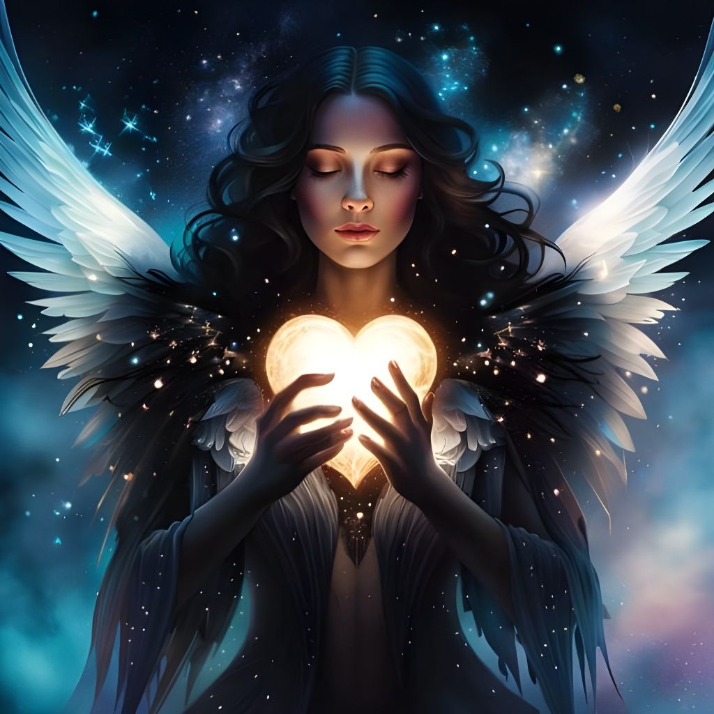 Radiant Heart with Wings in Bioluminescent Light