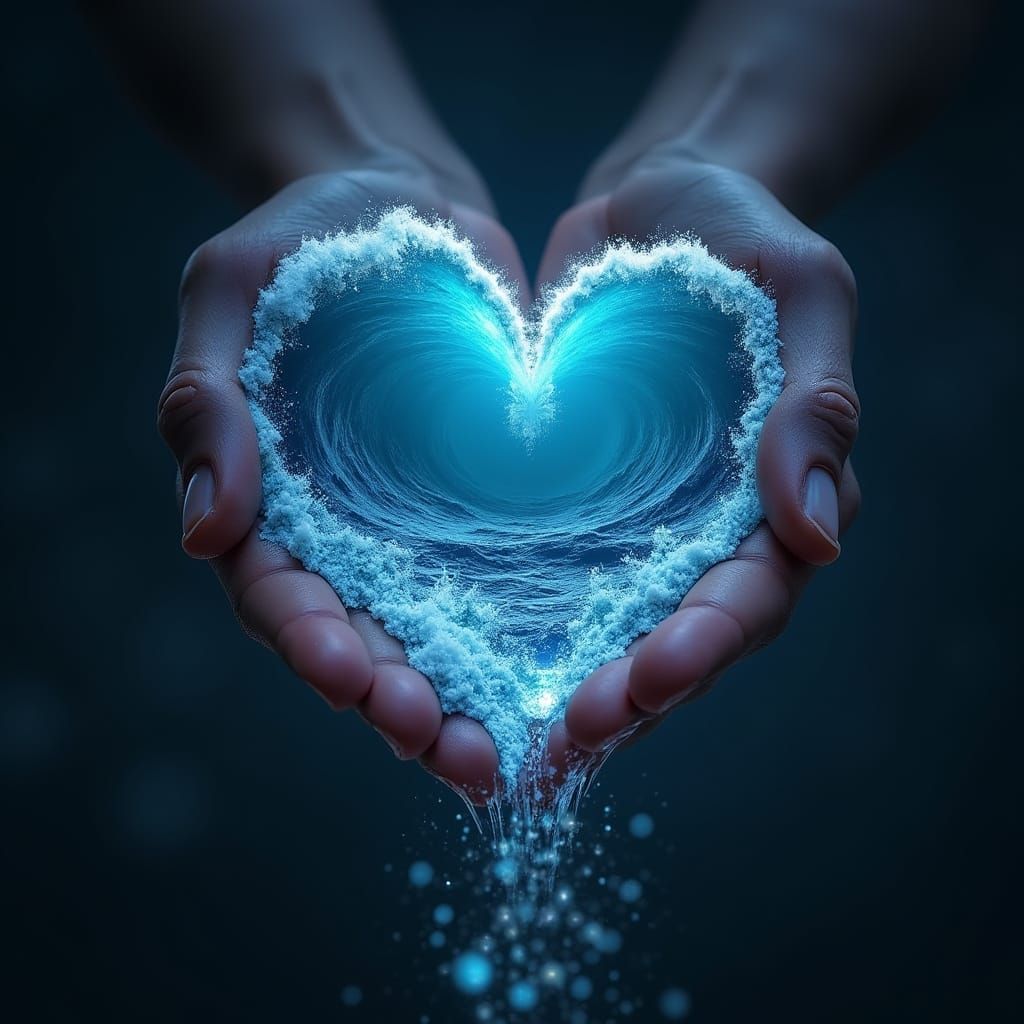 Surreal Cityscape with Perfect Hand and Glowing Ocean Tides