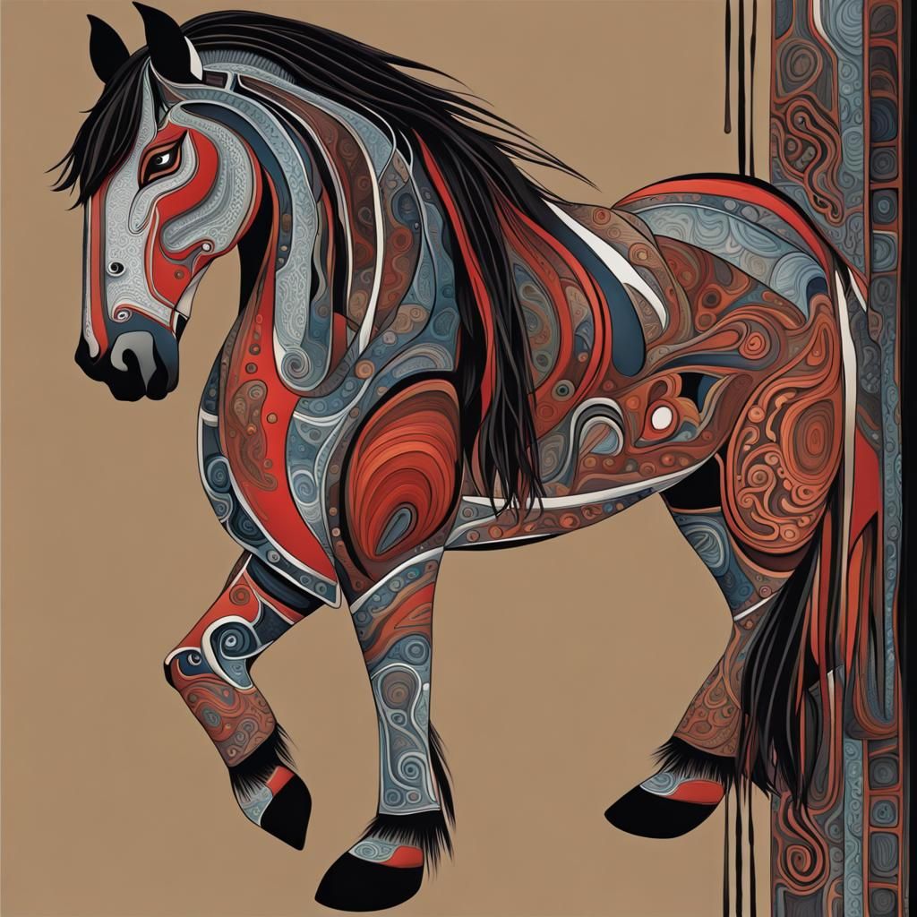 Haida Art Clydesdale Horse with Abstract Details
