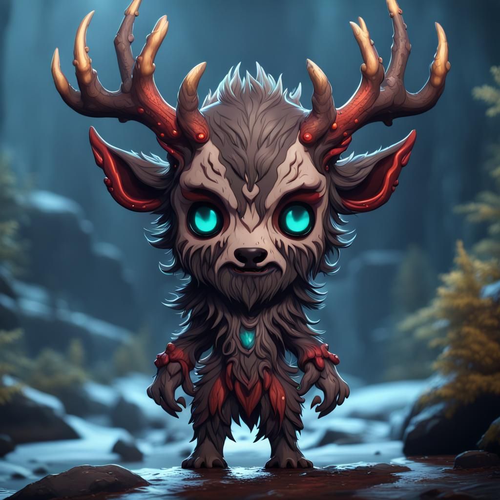 Chibi Wendigo in Detailed Matte Painting