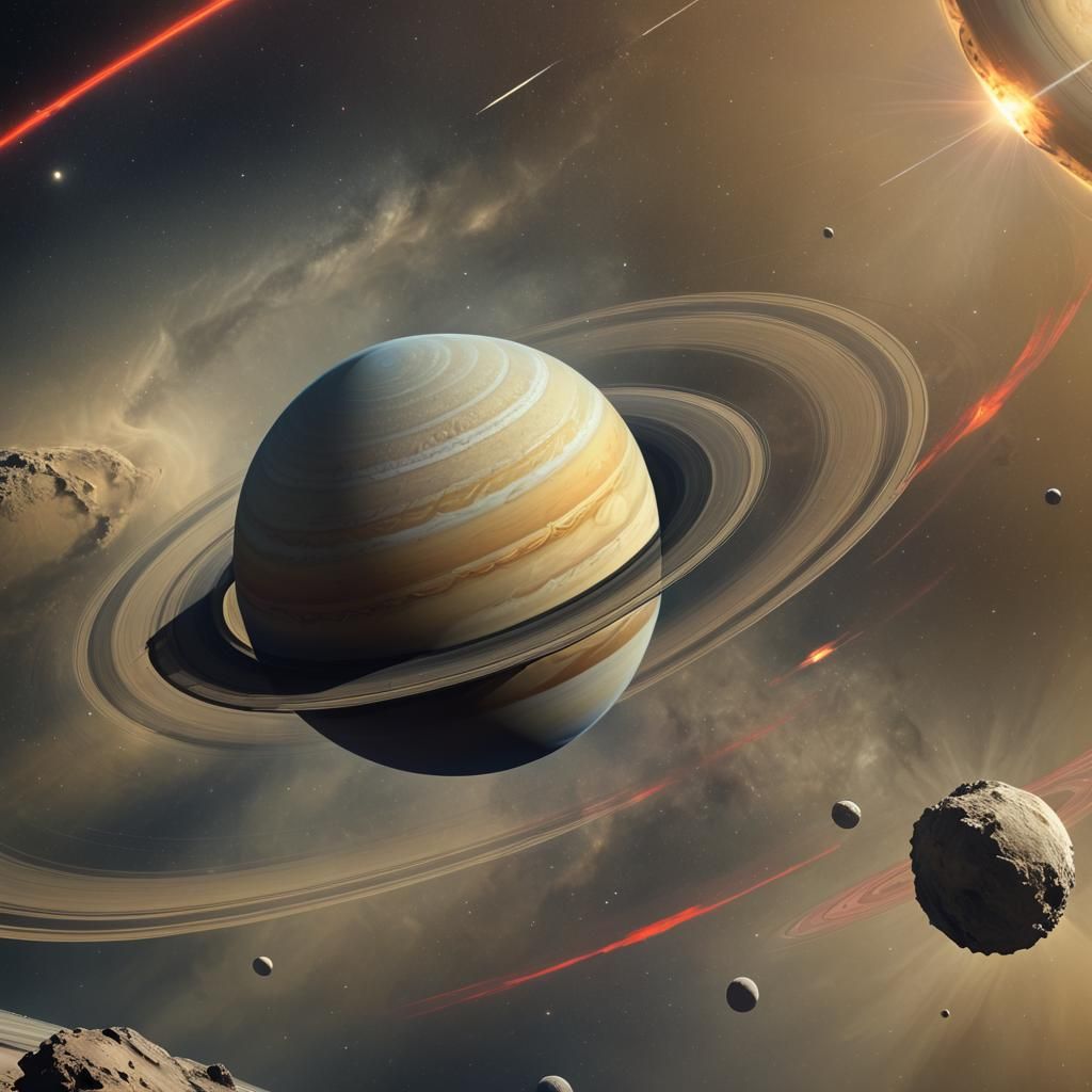 Hyper-Realistic Panoramic View of Saturn and Rings