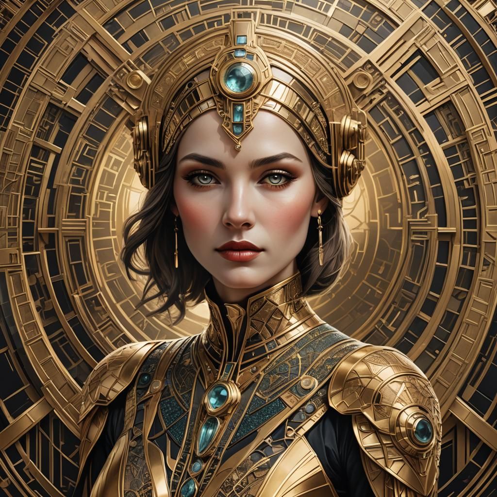 Art Deco Mystic Technomancer Portrait