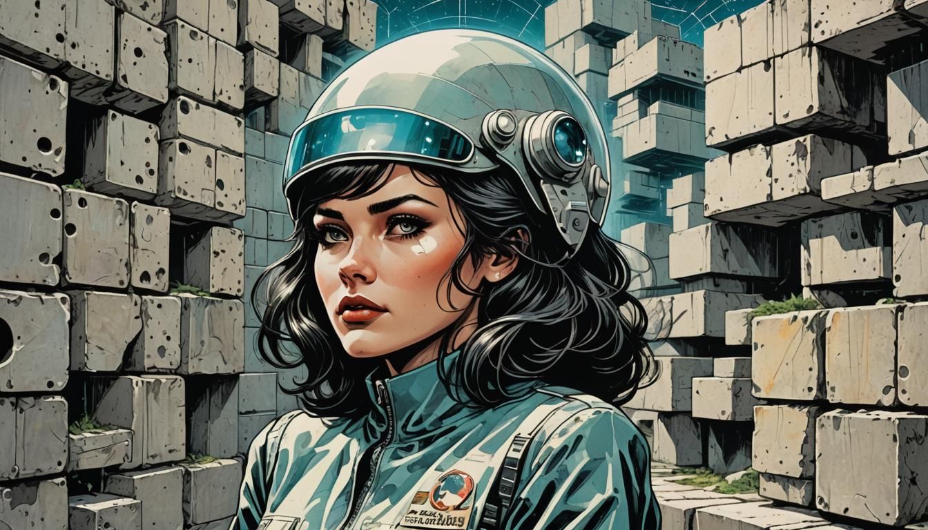Retro-Futuristic Communist Girl in Comic Book Art