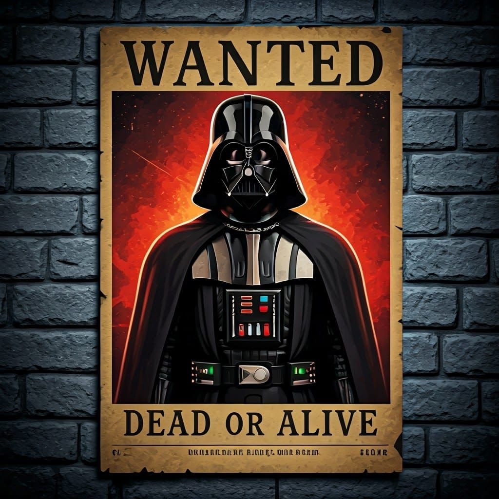 Darth Vader Wanted Poster in Gothic Style