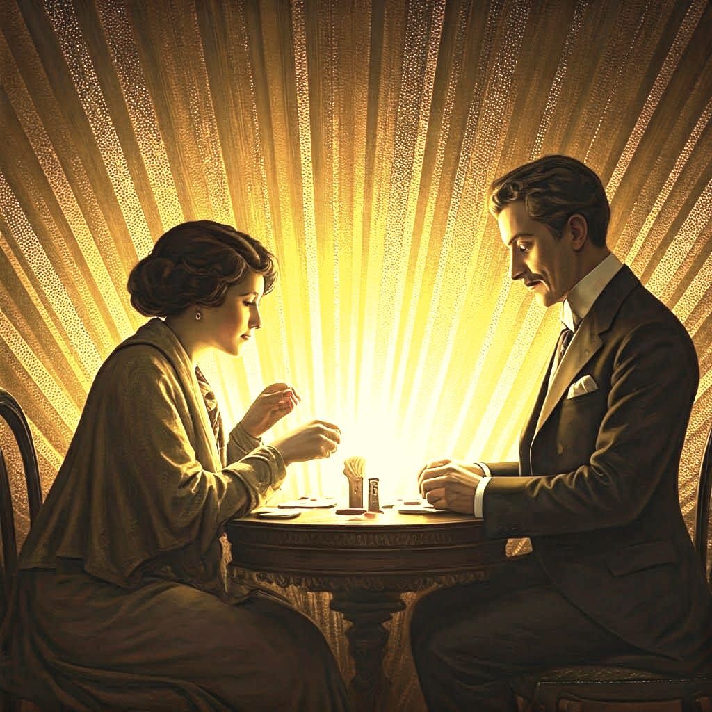 Gamblers Playing Bridge in Magic Realism Style