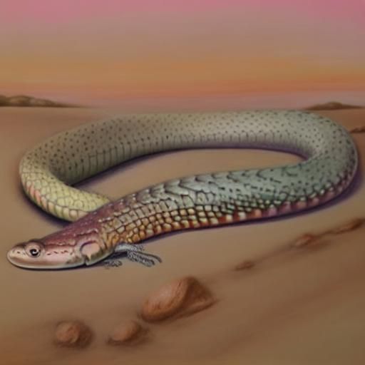 Pastel Desert Scene with Legless Lizard