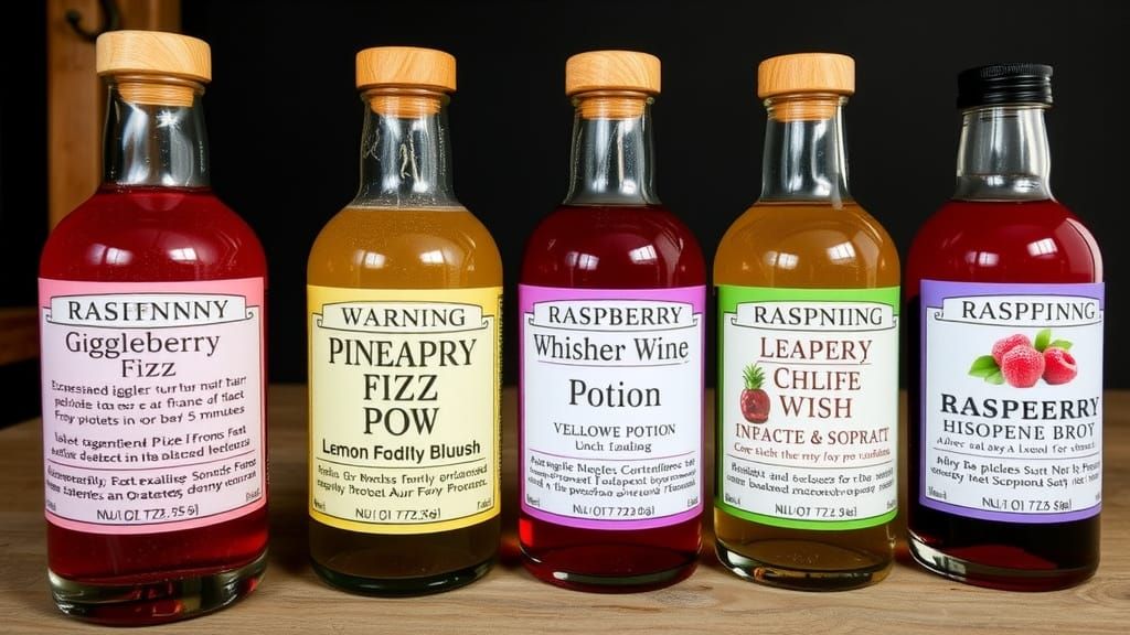 Whimsical Potion Labels in a Fairy & Fruit-Inspired Style