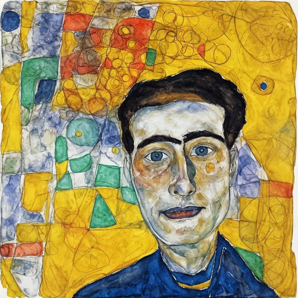 Surreal Expressionist Portrait in Mixed Media