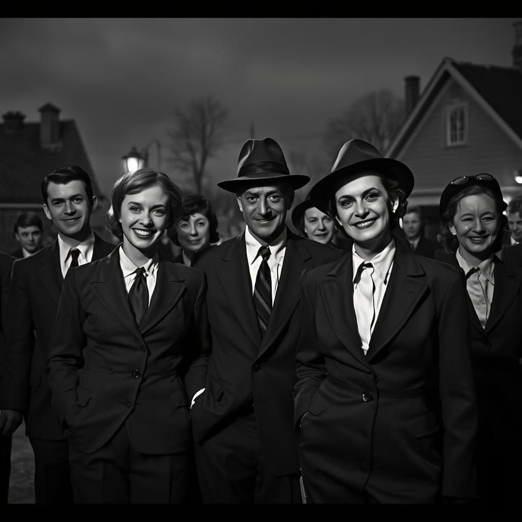 Mid Century Men Smiling in a Haunting Small Town