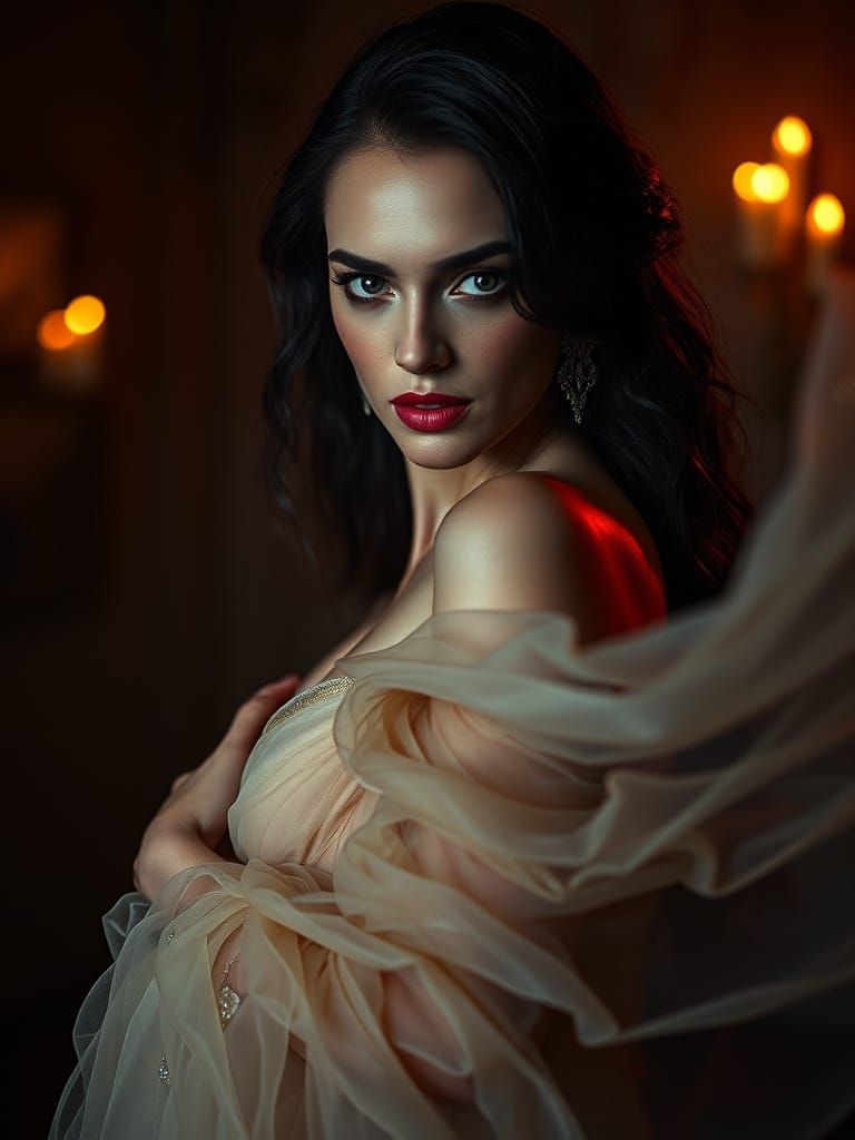 Ethereal Dream Woman in Dramatic Cinematic Pose