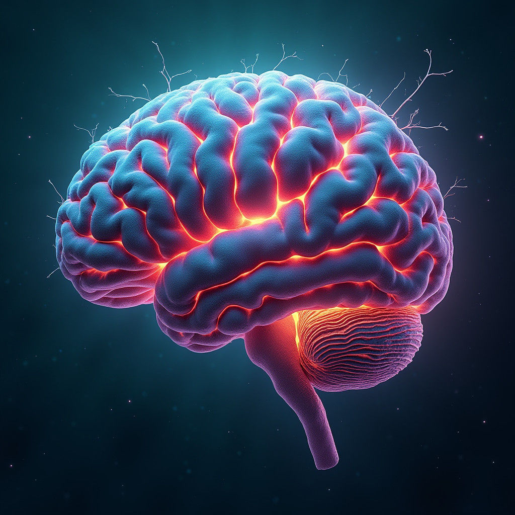 Hyperrealistic Brain Portrait with Luminous Synapses