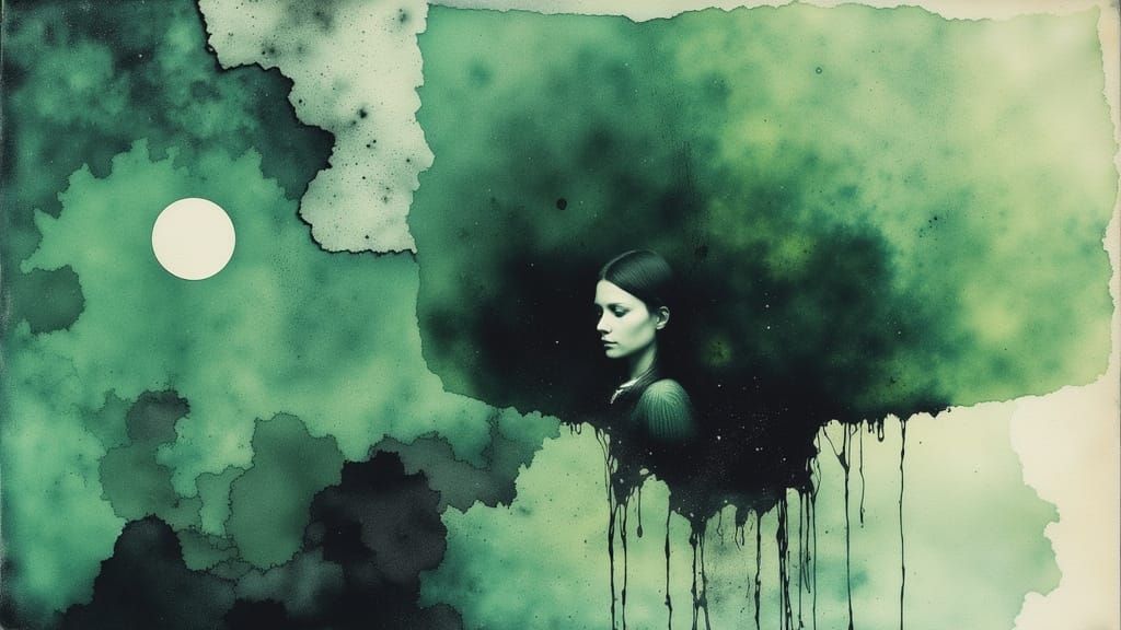 Verdant Solitude: Surreal Optical Illusion in Watercolor