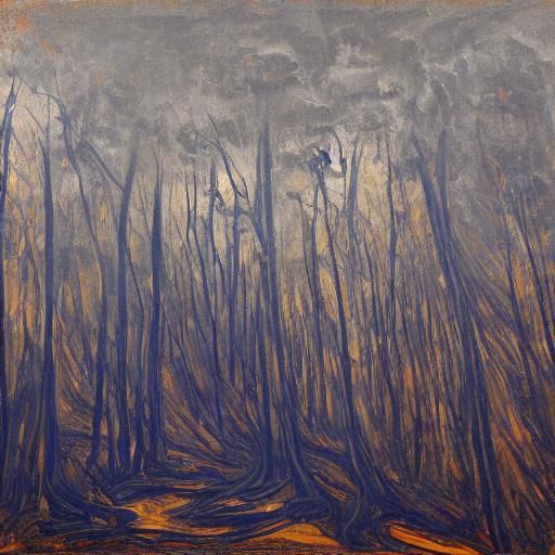 Angry Hedgehog in Eerie Forest, Expressionist Impasto