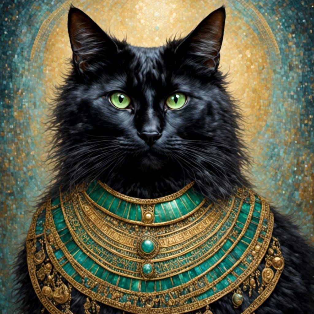 Egyptian Pharaoh Cat with Green Eyes