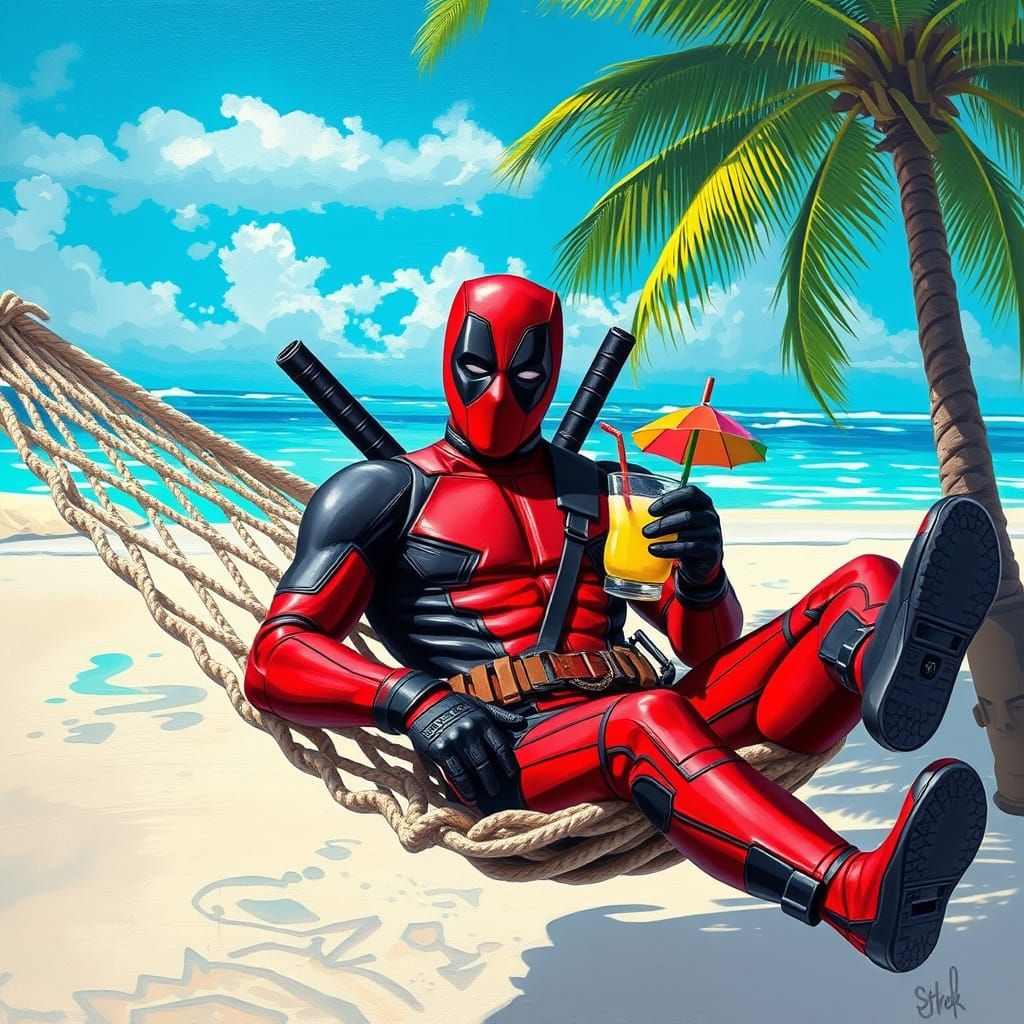 Deadpool Lounges in Tropical Paradise