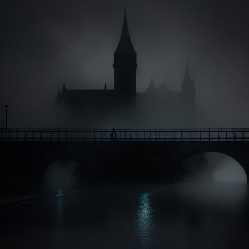 Ethereal Night Watcher on a Bridge