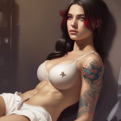 Muscular College Girl in Dark Fantasy Style