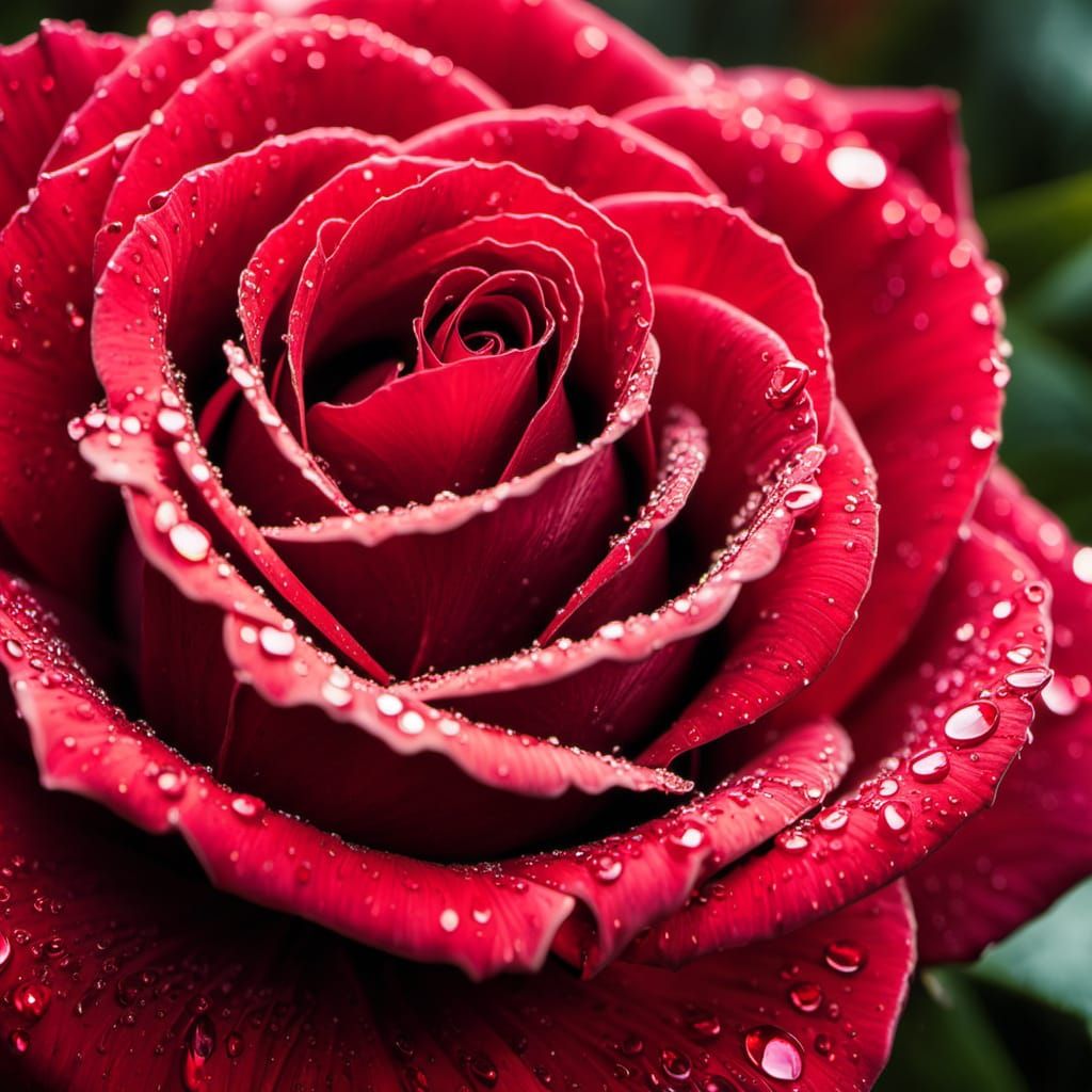 Wet Blood Red Rose in Australian Tonalism Style