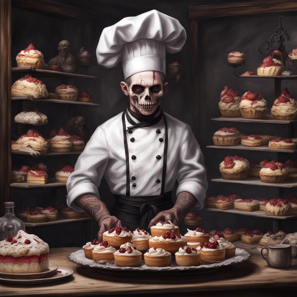 Gothic Cannibal Pastry Chef in Realism Style