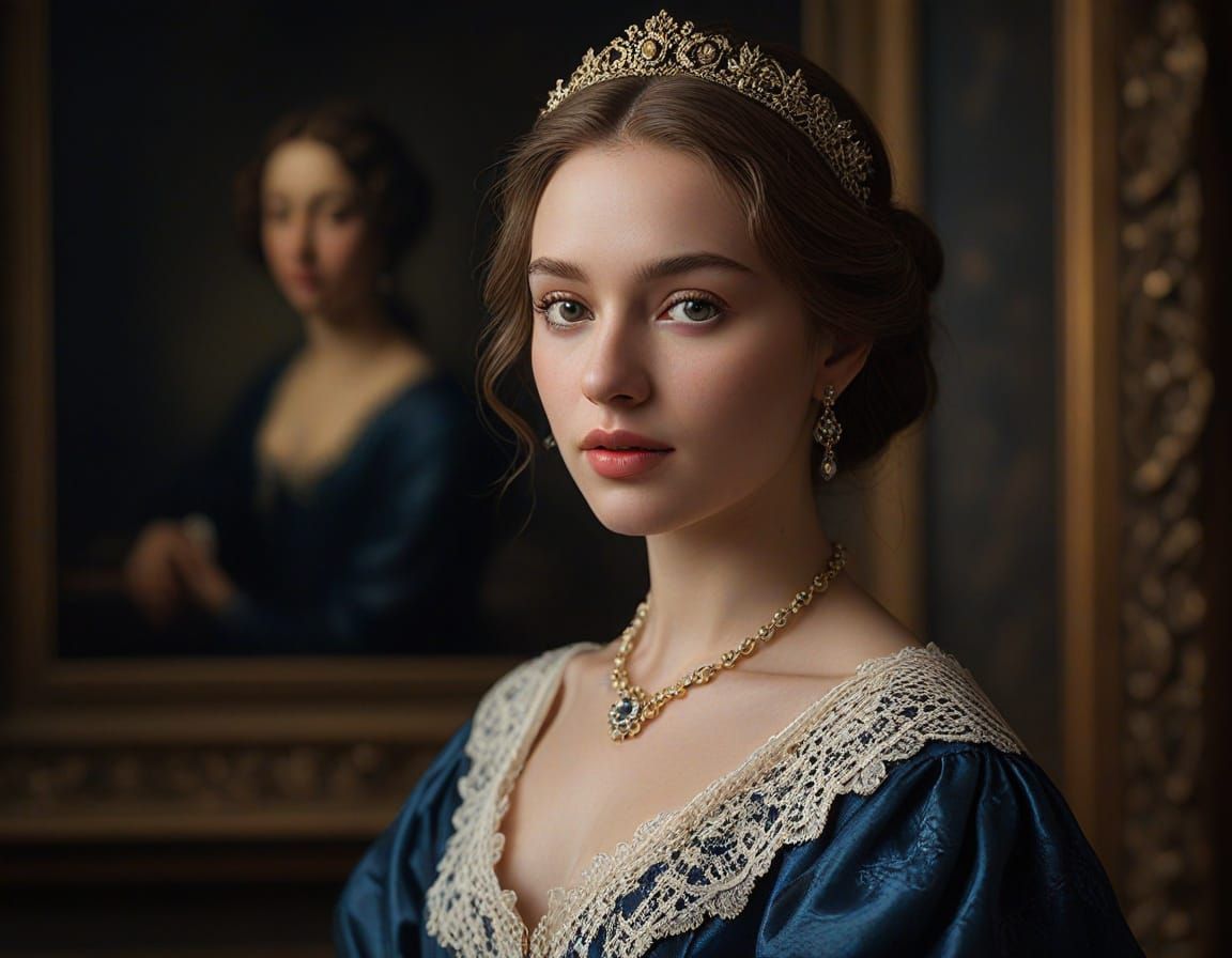 Romantic Oil Painting Portrait in Vintage Style