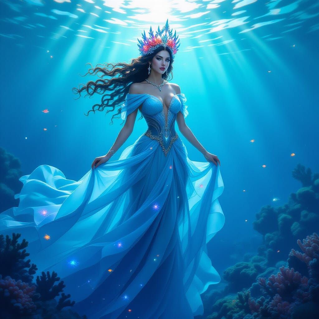 Ocean Goddess Emerges from Waves in Epic Fantasy Art