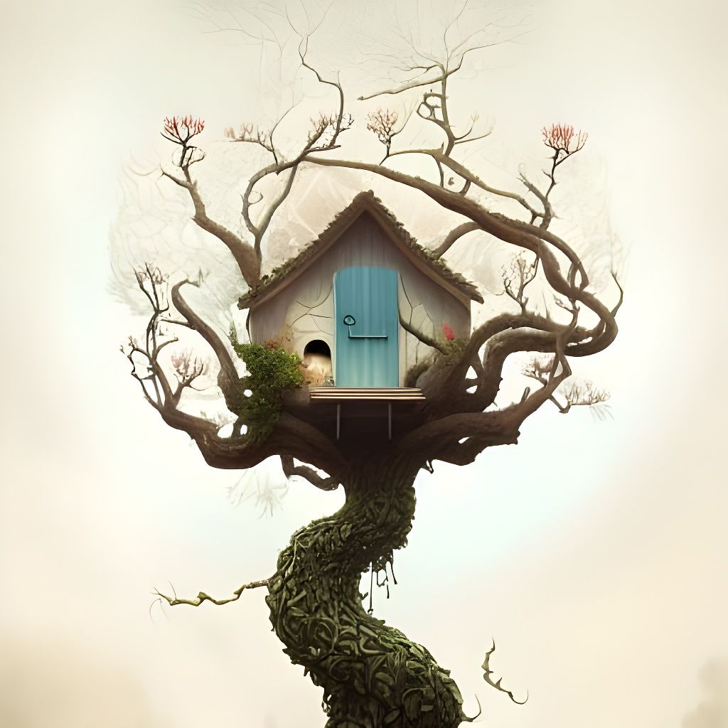 Surreal Treehouse on Dying Oak Tree
