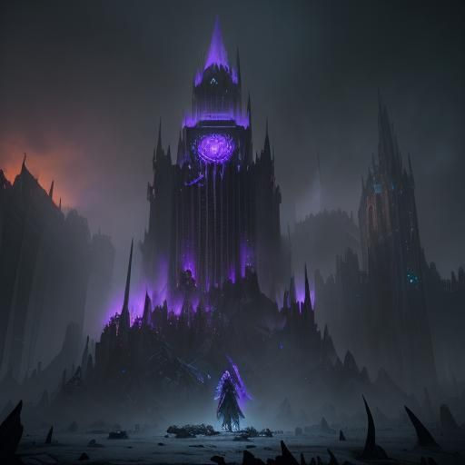Corrupted Undead Mage Tower in Dark Fantasy Style