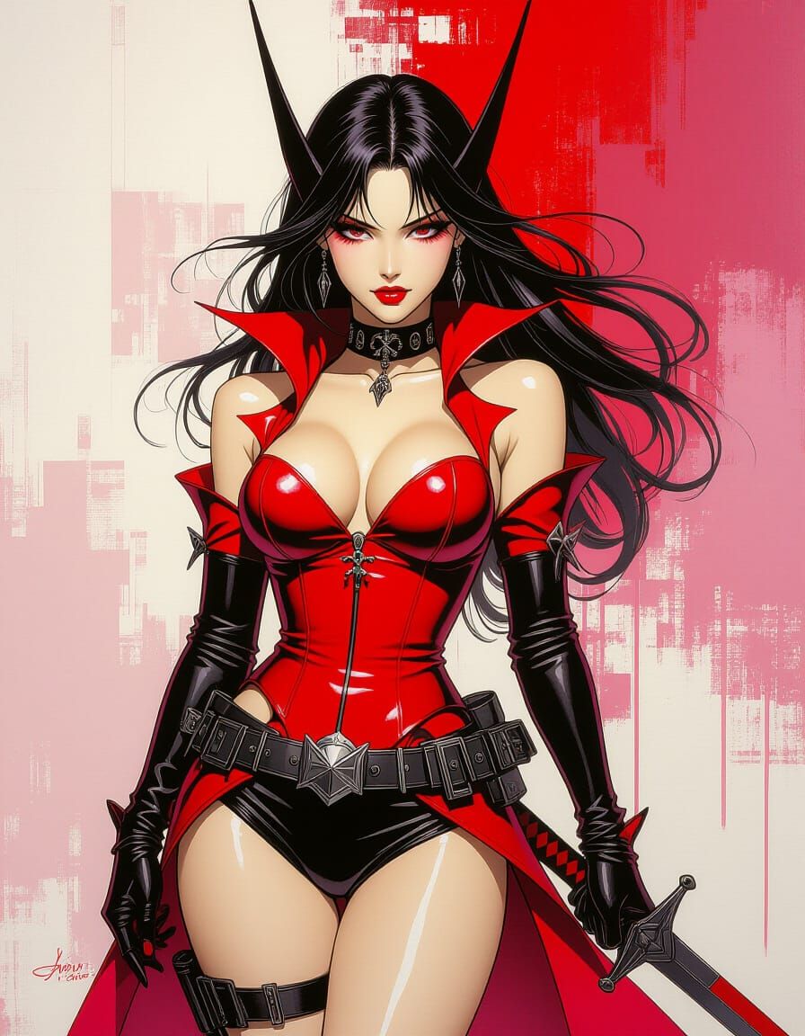 Abstract Art in Red, Pink, and White