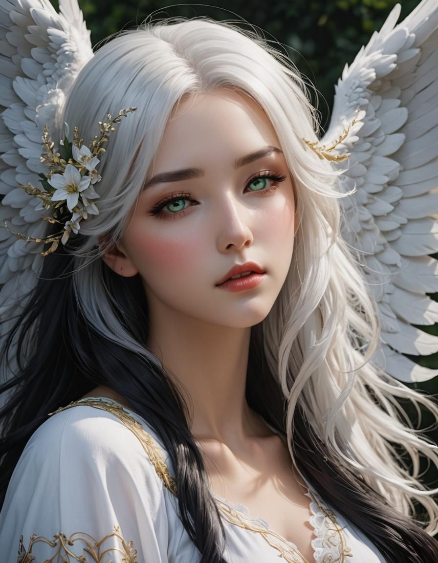 Angelic Embrace: Two Angels Kissing