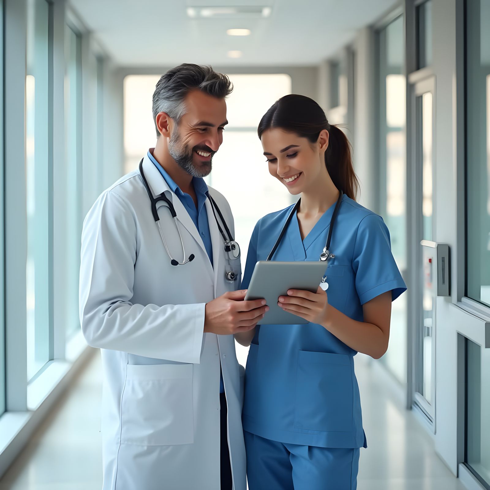 Doctors and Nurses Working Together in a Modern Hospital