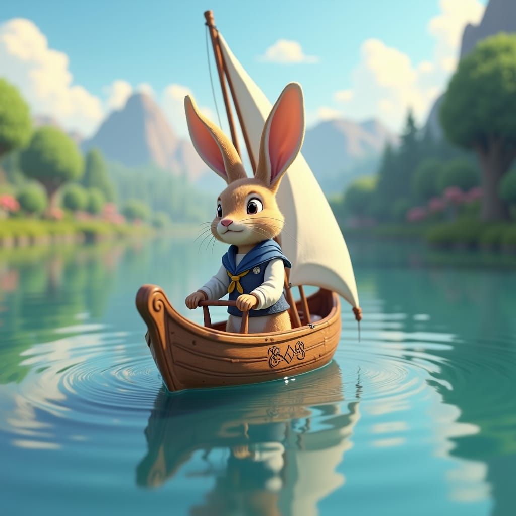 Rabbit Sailor Navigates Lake with Ear Sails