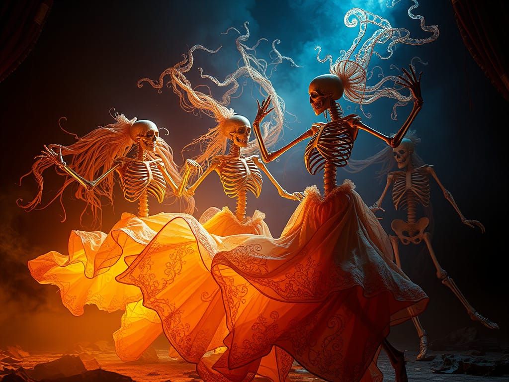 Ethereal Danse Macabre in a Haunting Mystical Realm