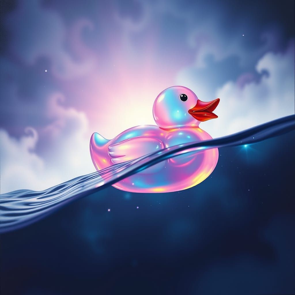 Ethereal Rubber Duck in Astral Waters