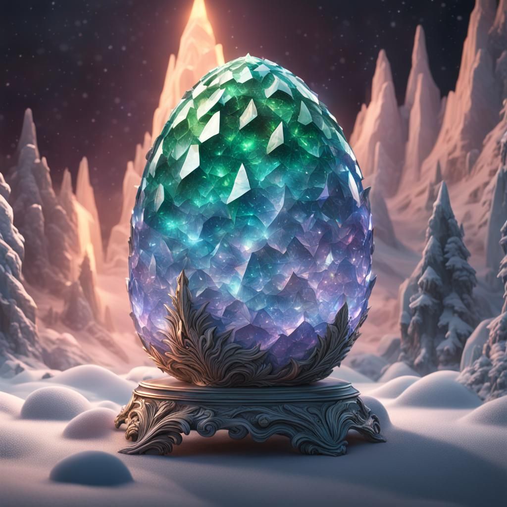 Majestic Crystal Dragon Egg with Aurora Lighting
