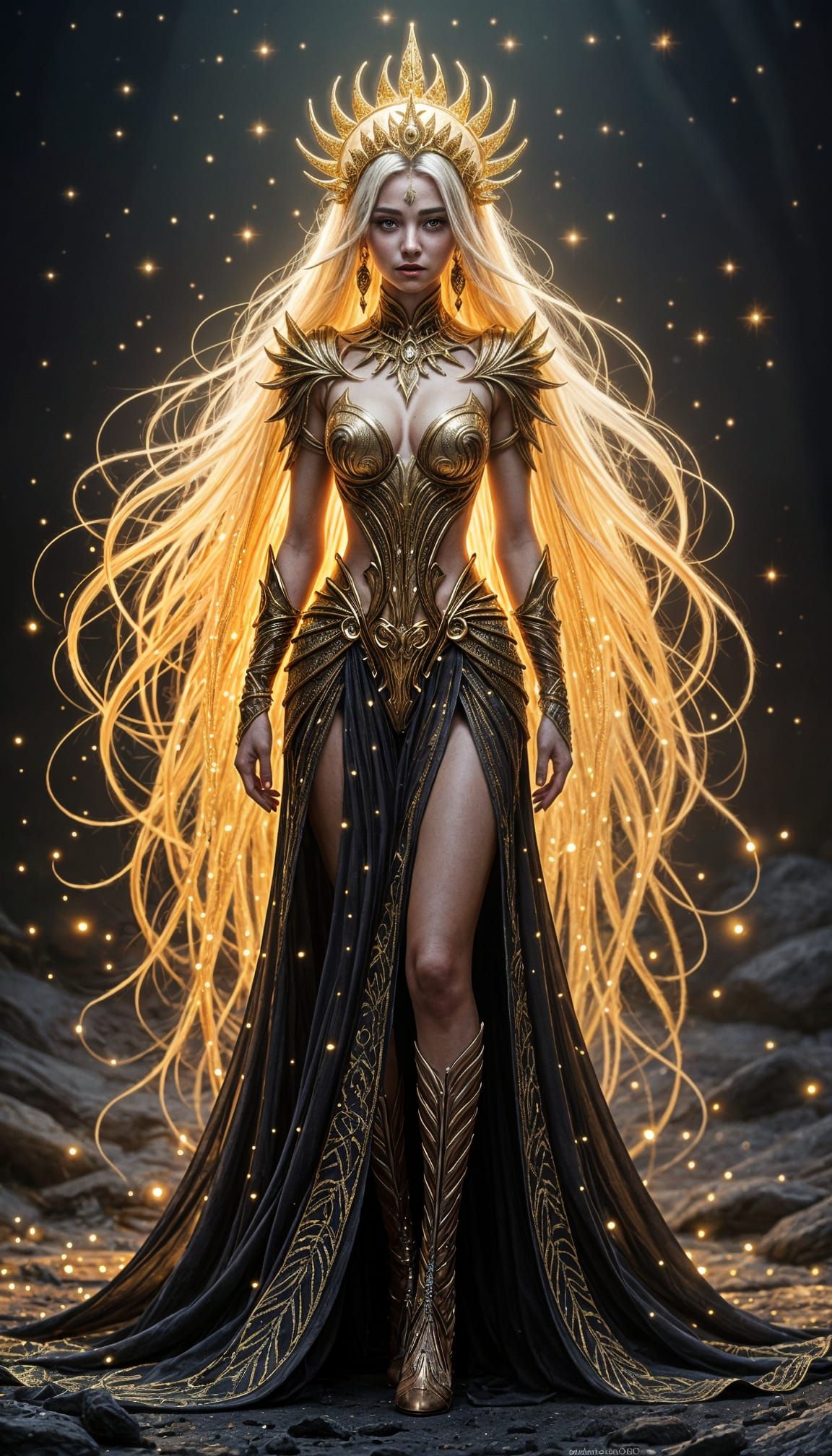 Alien Princess with Golden Particle Hair