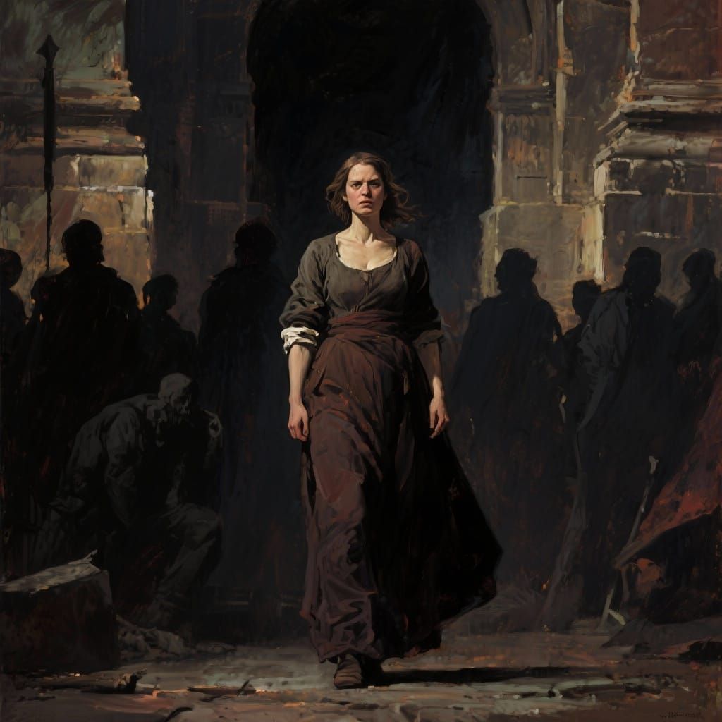 Determined Woman Stands Resolute Against Adversity