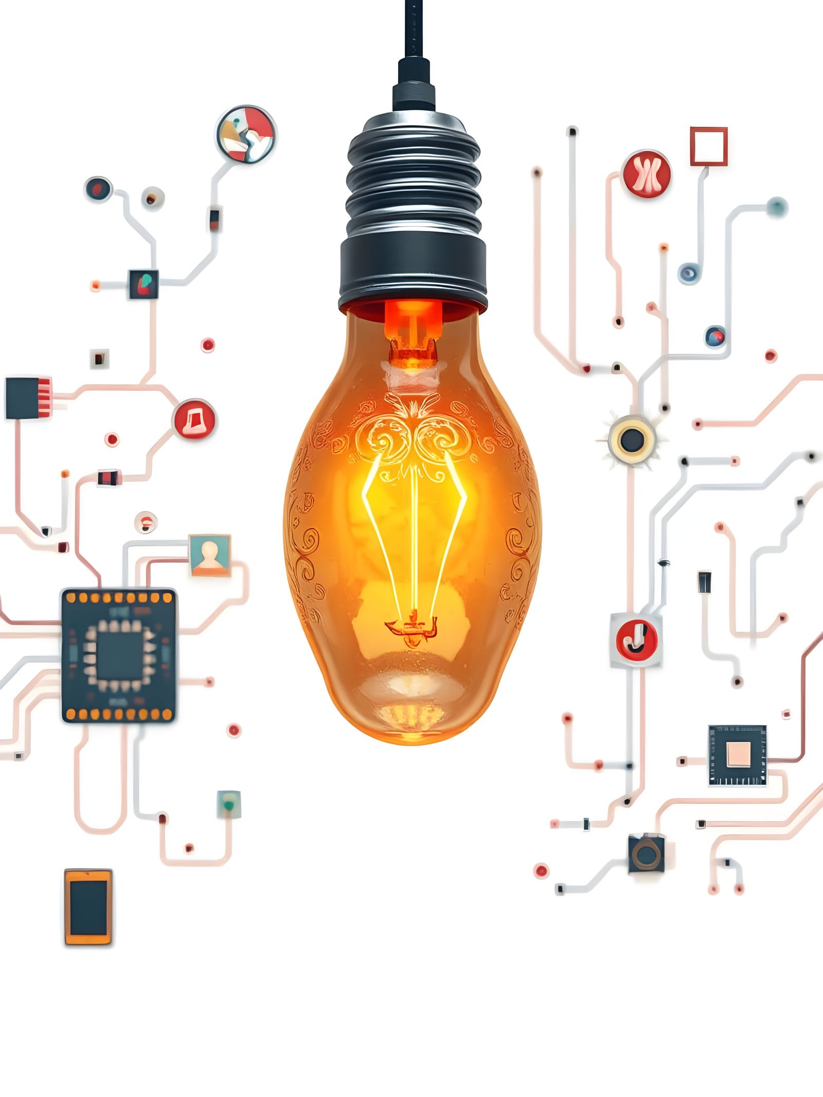 Idea Light Bulb with Technology Icons