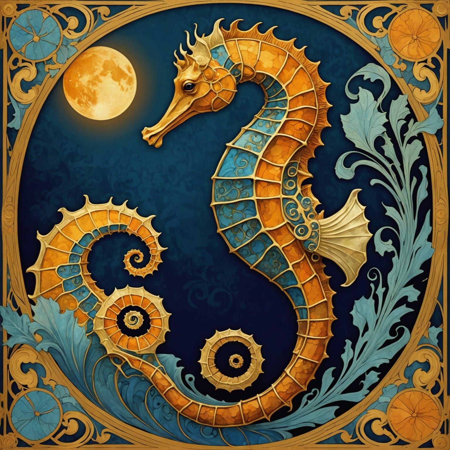 Elegant Seahorse with Art Nouveau Flair