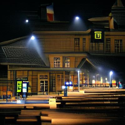 Night Scene at a Train Station