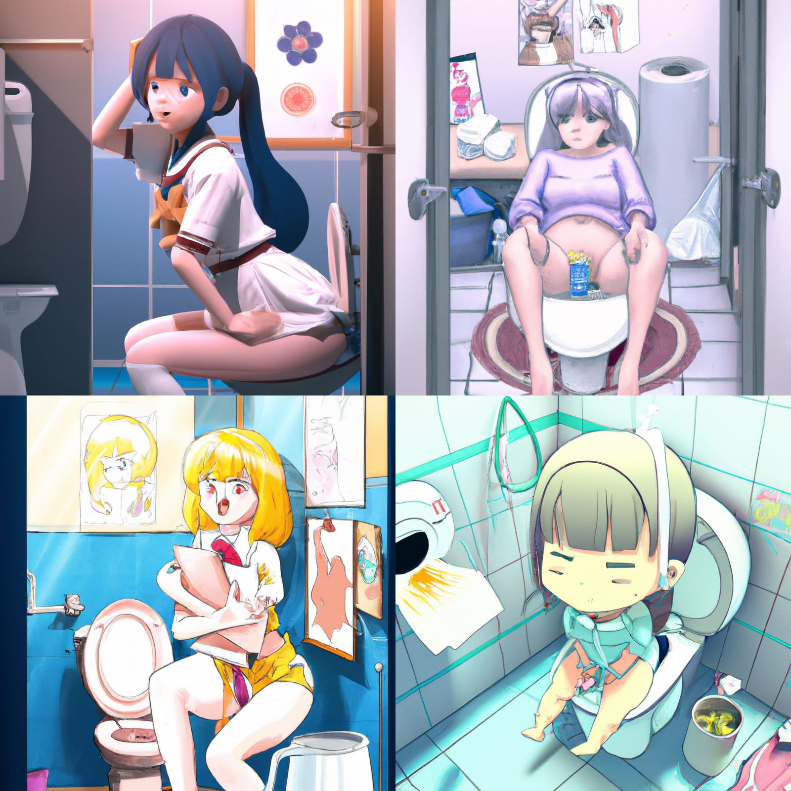 Anime Girl Giving Birth: ArtStation Style