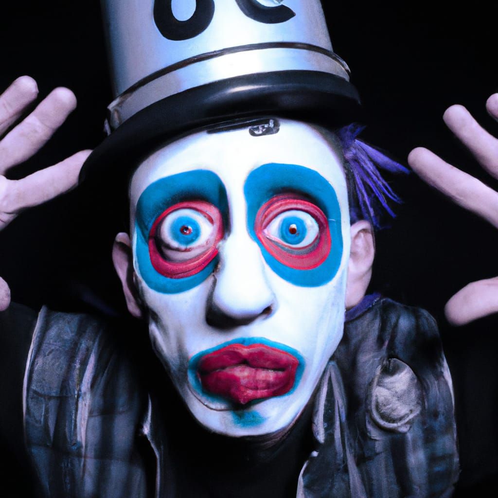 Anthropomorphic Monster Artist on Stage: Close-up Portrait