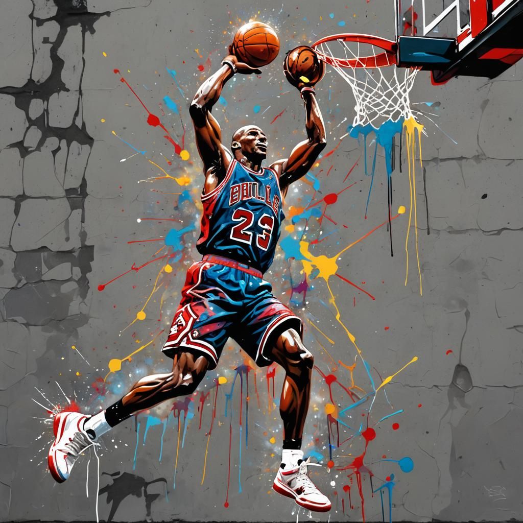 Michael Jordan Dunk in Graffiti Splash Art Style