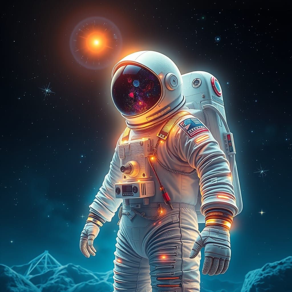 Cosmic Astronaut in Ethereal Glow