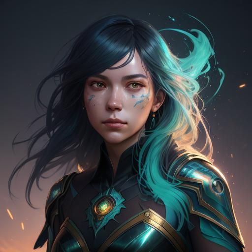 Detailed Portrait with Dynamic Lighting and Lustrous Hues