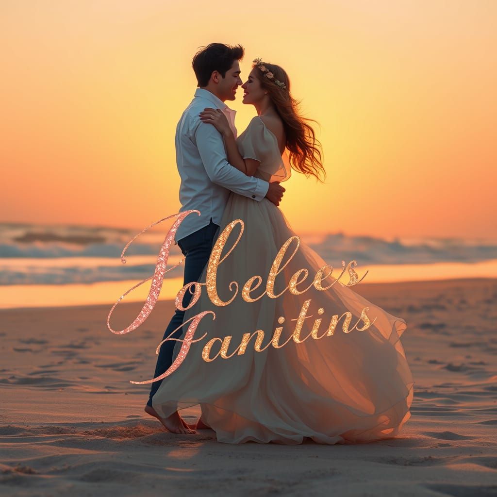 Romantic Beach Sunrise with Embracing Couple