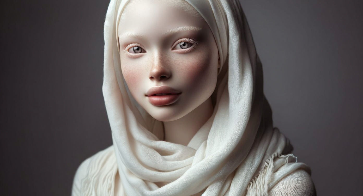 Ethereal Portrait of Middle-Eastern Woman with Albinism