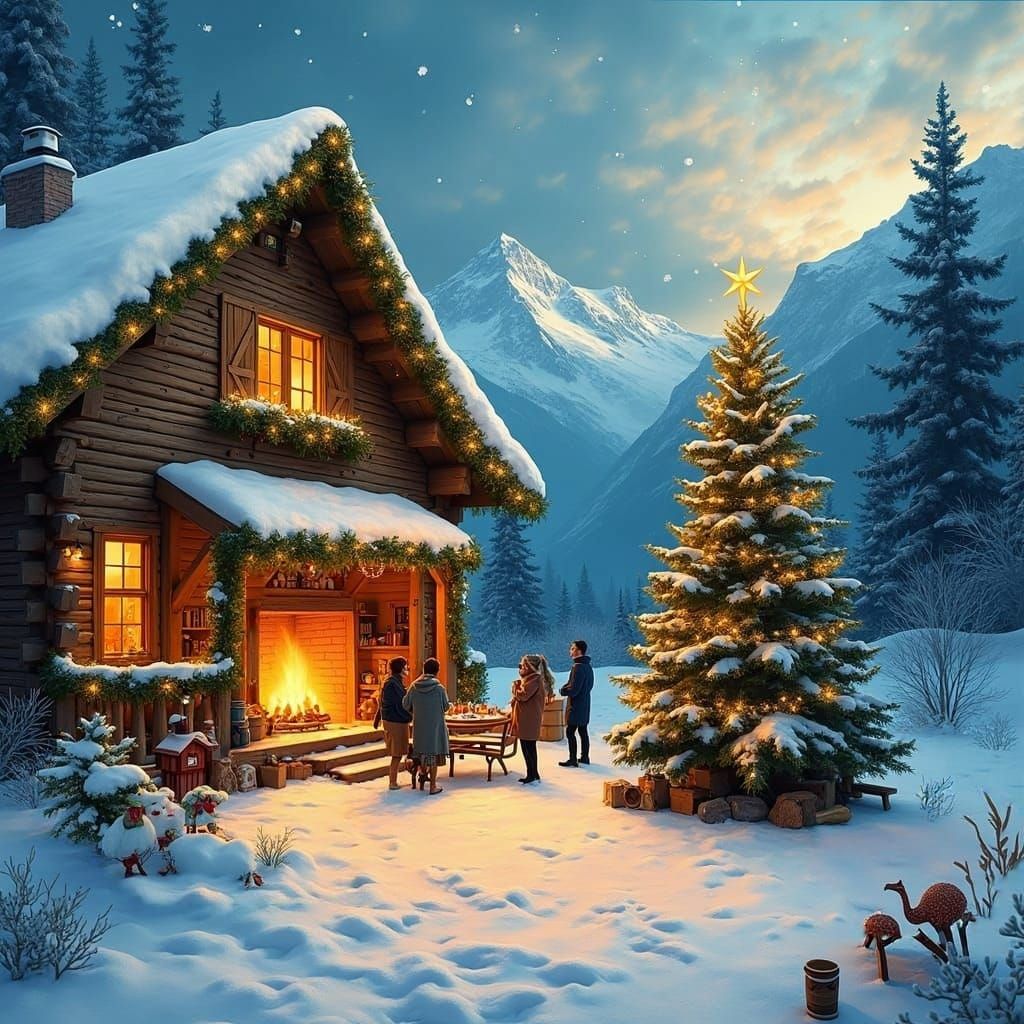 New Year's in the Mountains: Impressionist Gouache Painting