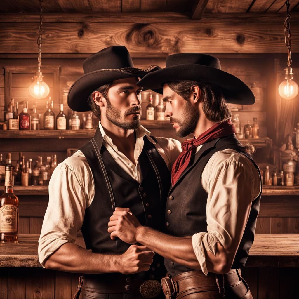 Romantic Cowboy Dance in Wild West Saloon
