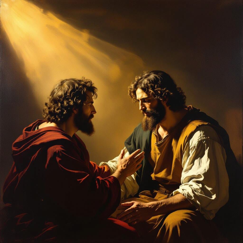 Baroque Painting of David Forgiving Saul