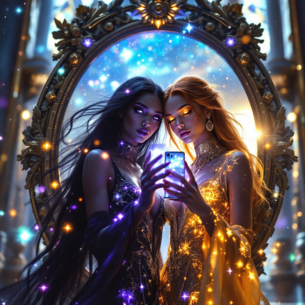 Cosmic Sisters Celestial Selfie in Star Temple